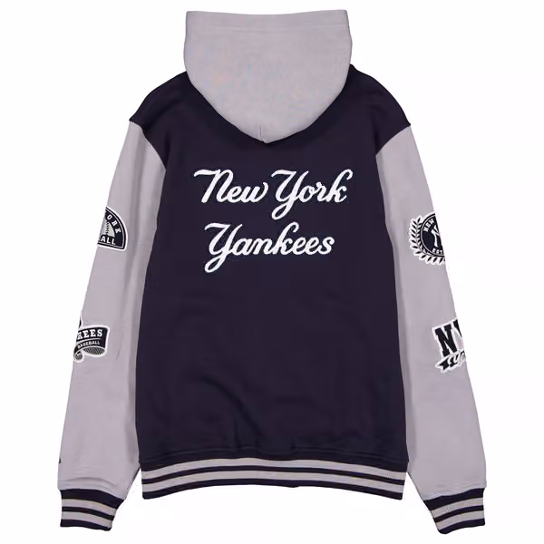 New York Yankees Full Snap Patch Jacket Navy/Gray view 2