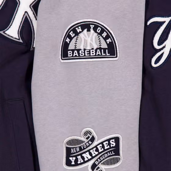 New York Yankees Full Snap Patch Jacket Navy/Gray view 3