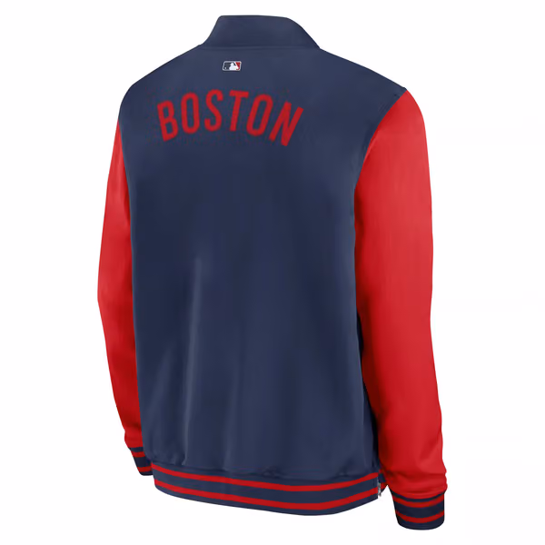 Boston Red Sox 2026 MLB Authentic Dugout Bomber Jacket Navy view 3