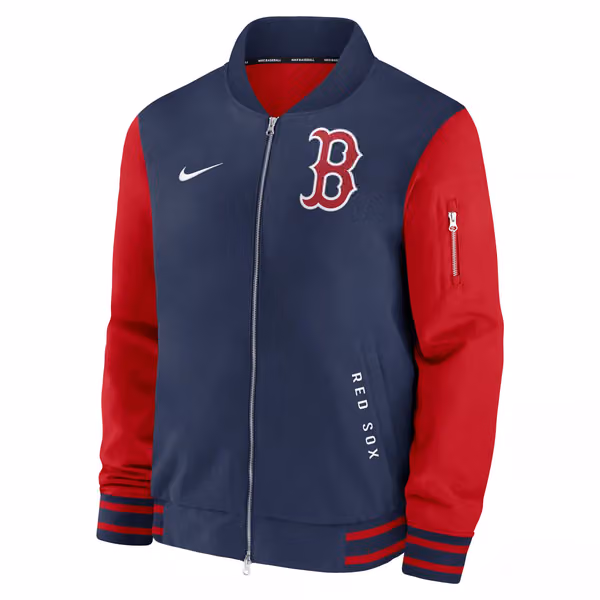 Boston Red Sox 2026 MLB Authentic Dugout Bomber Jacket Navy view 2
