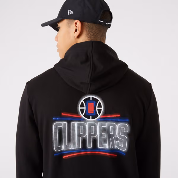 Los Angeles Clippers Neon Logo New Era NBA Hoodie Black view 4