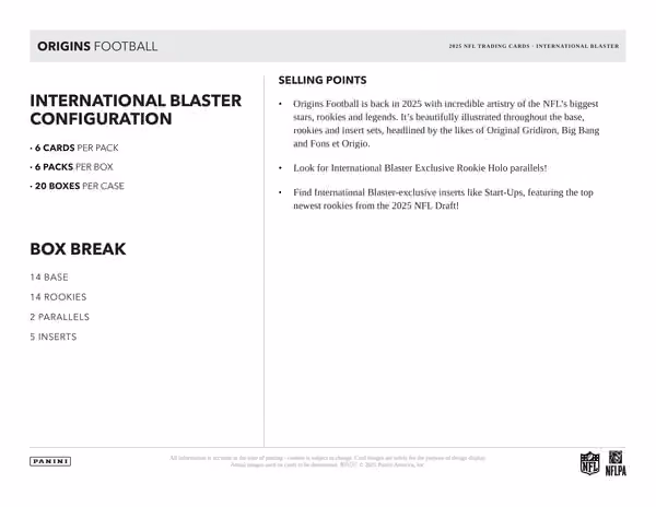 2025 Panini Origins Football NFL International Blaster Box view 4