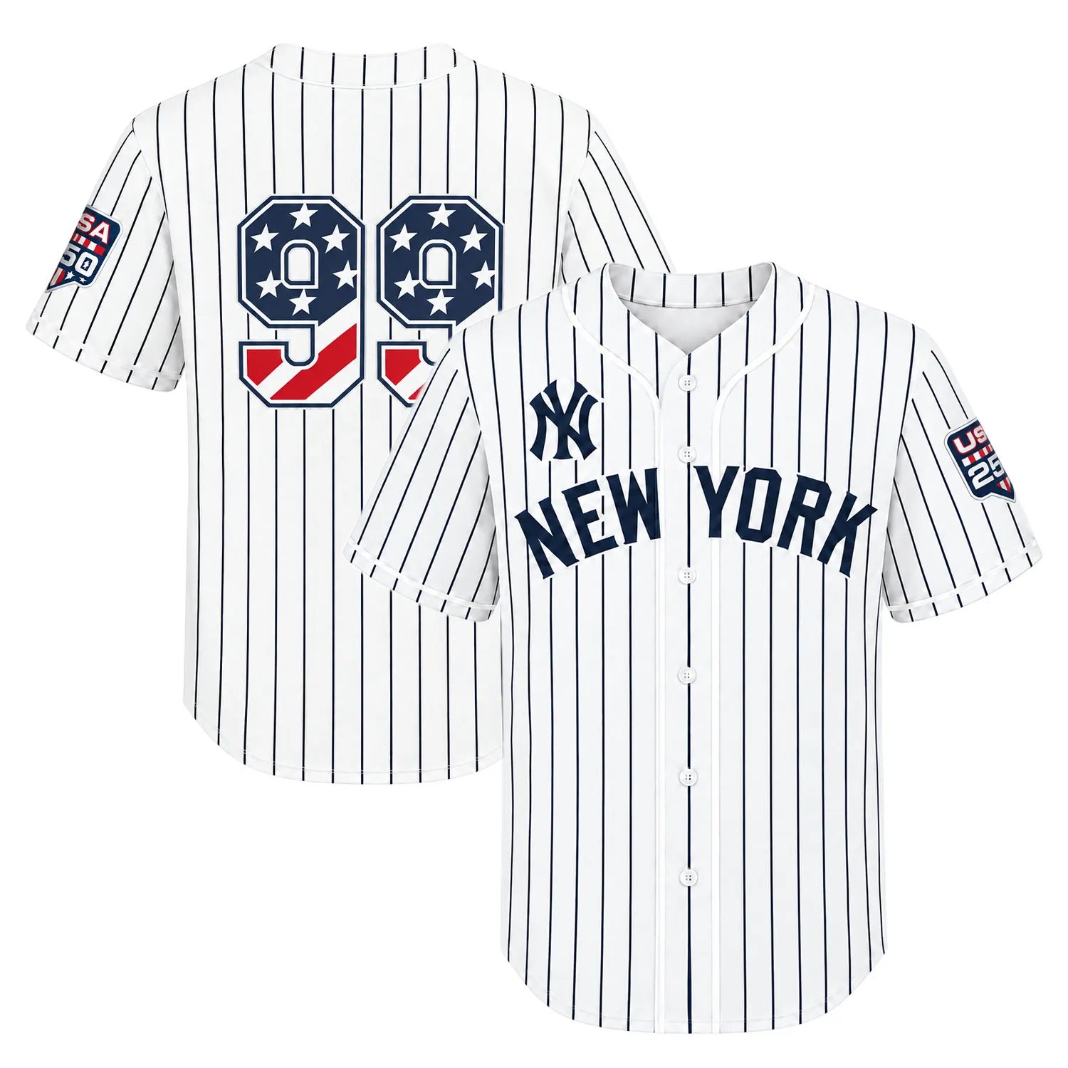 Fourth of July Aaron Judge Yankees Jersey Bold White Home USA 250 Style