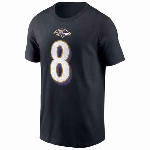 Lamar Jackson #8 Baltimore Ravens Nike Player NFL T-Shirt Black view 2