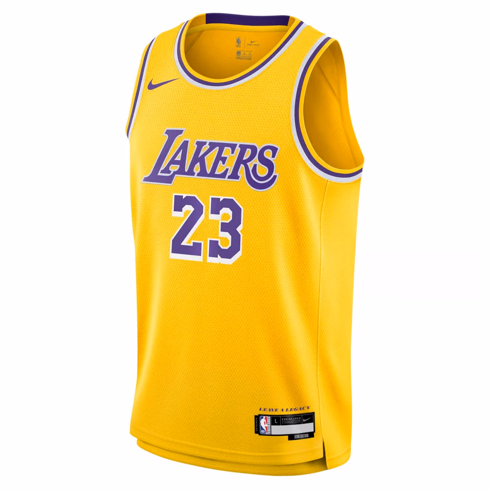 LeBron James #23 Los Angeles Lakers Nike Swingman NBA Jersey Yellow (YOUTH) view 2