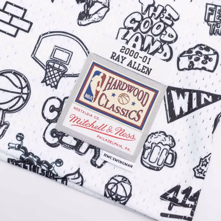Ray Allen #34 Milwaukee Bucks Doodle Mitchell & Ness Swingman NBA Jersey view 5