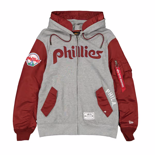 Philadelphia Phillies Alpha Industries MA-1 MLB Full-Zip Fleece Jacket view 1