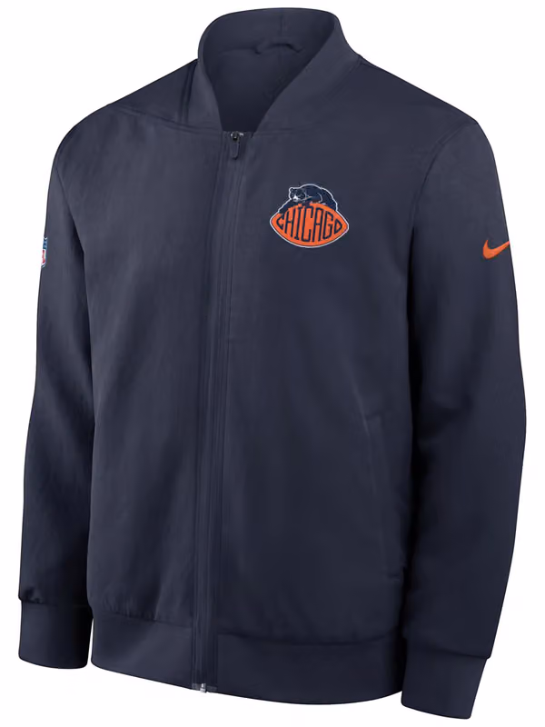 Chicago Bears 2026 NFL Rivalries Sideline Bomber Jacket Navy view 2