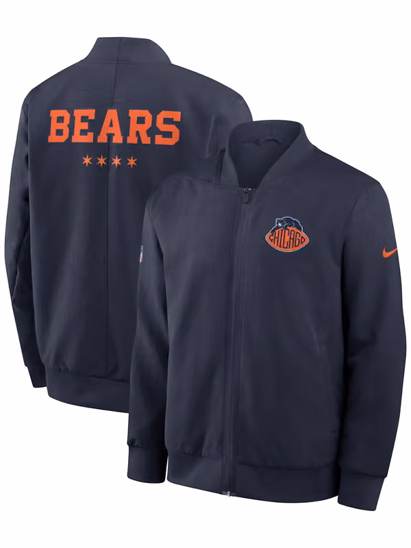 Chicago Bears 2026 NFL Rivalries Sideline Bomber Jacket Navy view 1