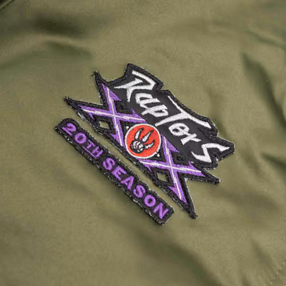 Toronto Raptors Olive Mitchell & Ness Heavyweight Satin NBA Jacket view 4