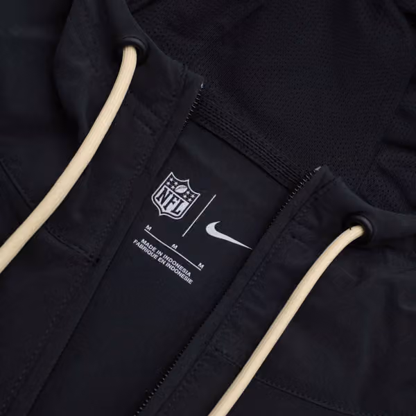 New Orleans Saints 2024 NFL Sideline Pre-Game Nike Lightweight Player Jacket Black view 6
