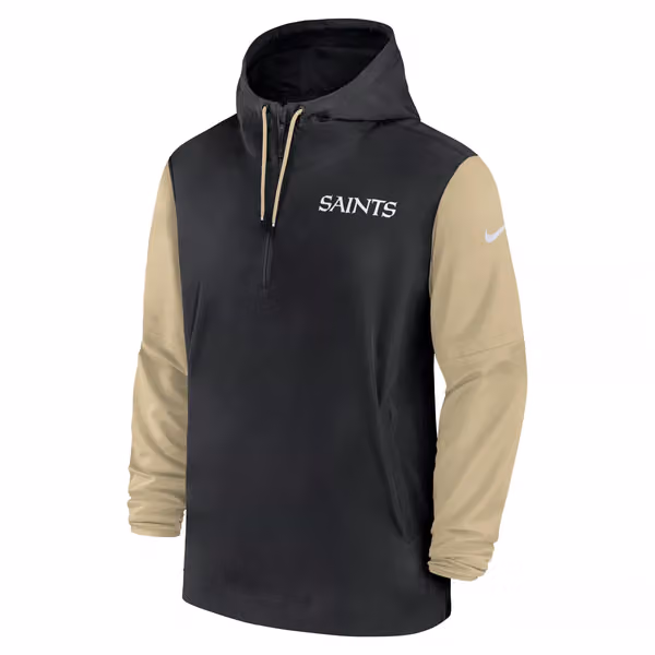 New Orleans Saints 2024 NFL Sideline Pre-Game Nike Lightweight Player Jacket Black view 2