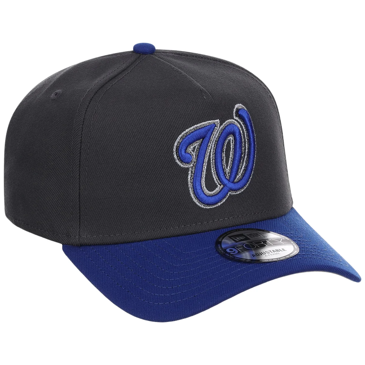 Washington Nationals MLB Graphite x Royal FASHION CORE New Era 9FORTY A-Frame front view