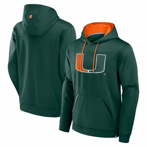 Miami Hurricanes Defender NCAA Hoodie Green view 1