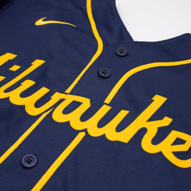 Milwaukee Brewers Stadium Alternate MLB Jersey Navy view 4