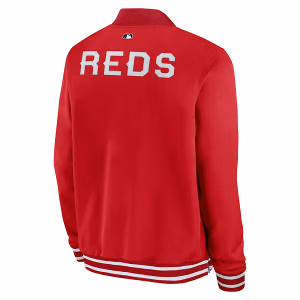 Cincinnati Reds City Connect 2026 MLB Authentic Dugout Bomber Jacket Red view 3