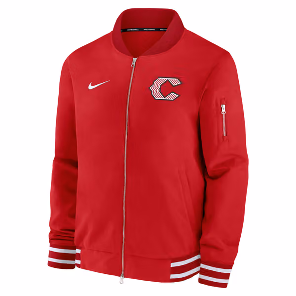 Cincinnati Reds City Connect 2026 MLB Authentic Dugout Bomber Jacket Red view 2