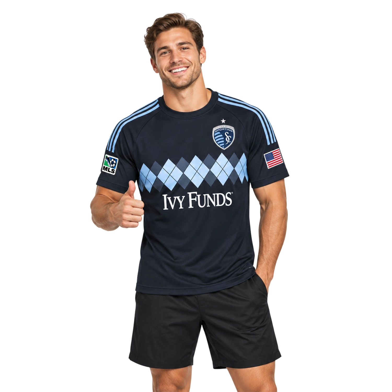 Sporting KC Black Jersey Kids Bold Retro Argyle