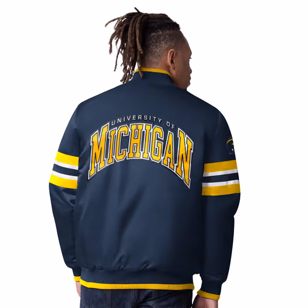 Michigan Wolverines Starter Scout Varsity NCAA Jacket Navy view 2
