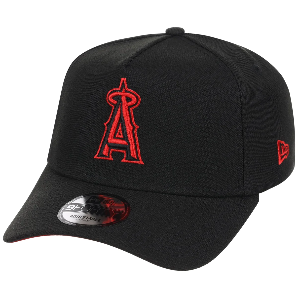 Anaheim Angels MLB Black x Red FASHION CORE New Era 9FORTY A-Frame detail view