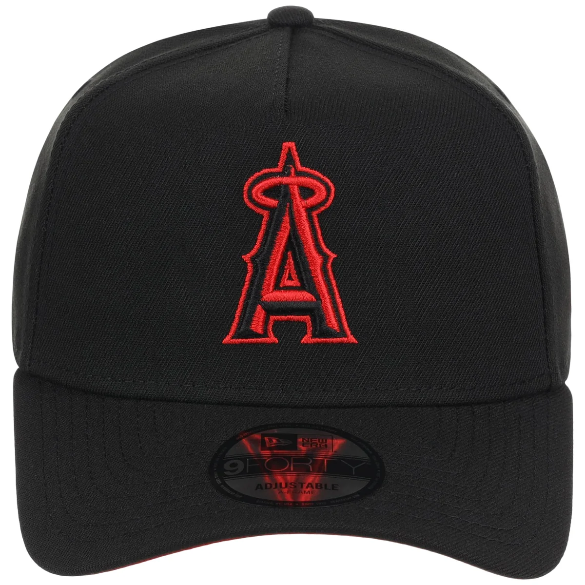 Anaheim Angels MLB Black x Red FASHION CORE New Era 9FORTY A-Frame detail view