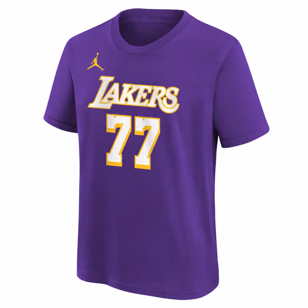 Luka Dončić #77 Los Angeles Lakers Player NBA T-Shirt Purple (YOUTH) view 2