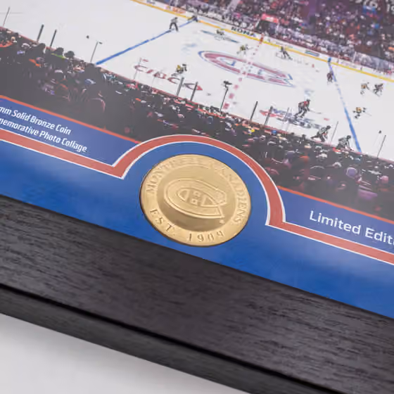 Montreal Canadiens 24-Time Stanley Cup Champions Bronze Coin Framed NHL Photo view 2
