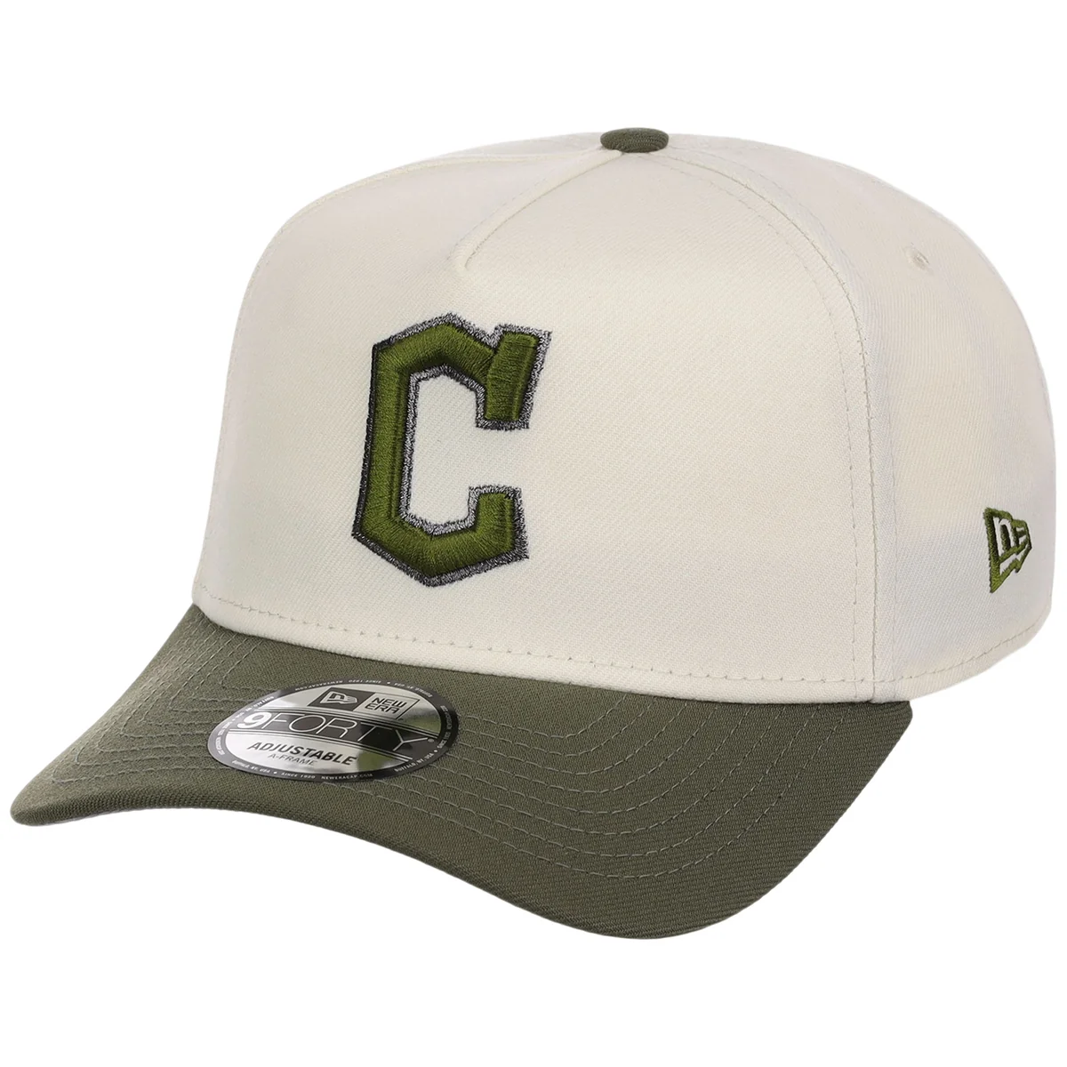 Cleveland Guardians MLB Chrome Olive New Era 9FORTY detail view