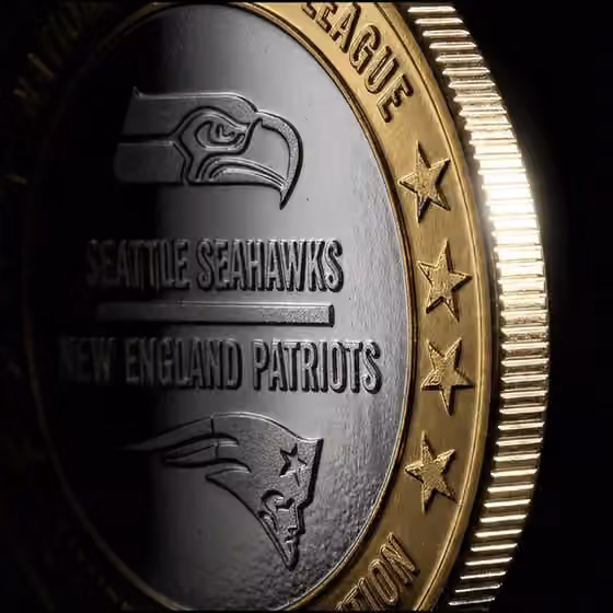 Super Bowl LX Patriots vs. Seahawks Gold & Silver Official Game Coin view 5