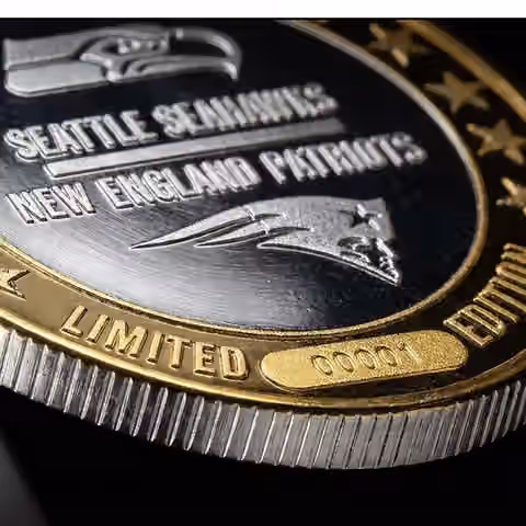 Super Bowl LX Patriots vs. Seahawks Gold & Silver Official Game Coin view 6