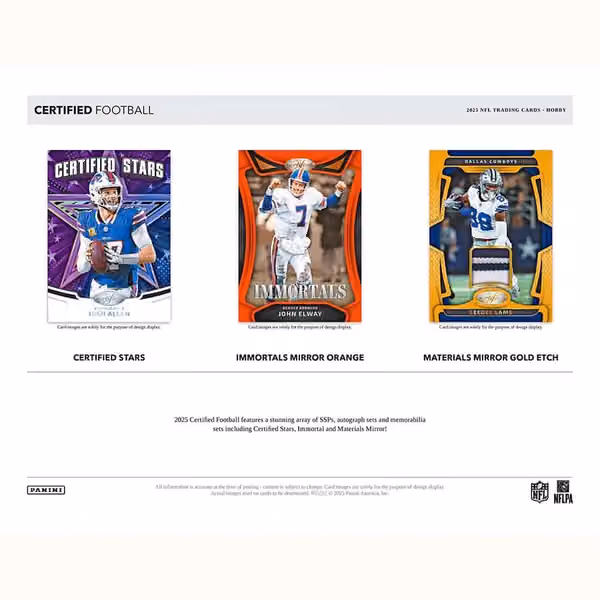2025 Panini Certified Football NFL Hobby Box view 4