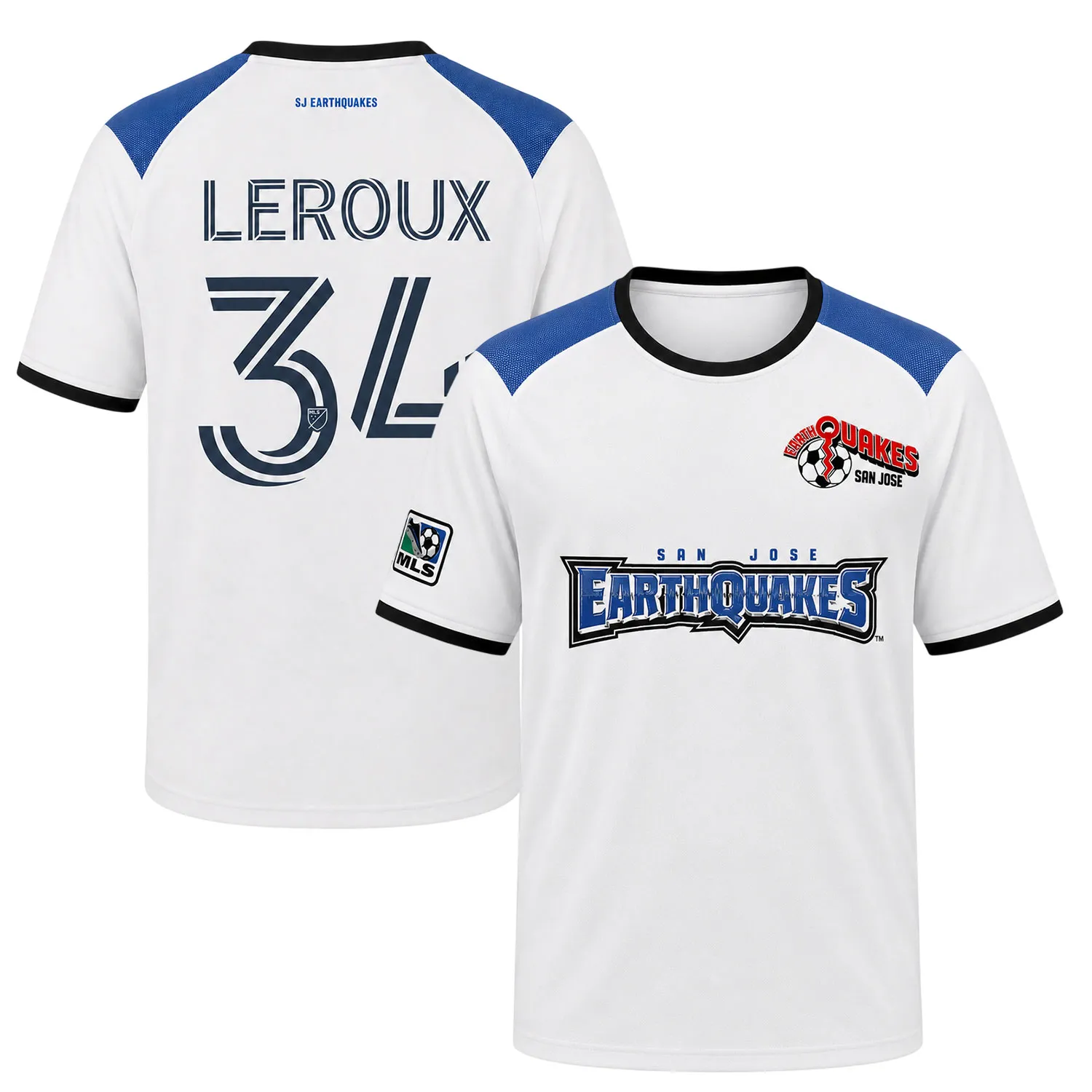 Leroux Earthquakes 2026 White Jersey - Bold Name & Number