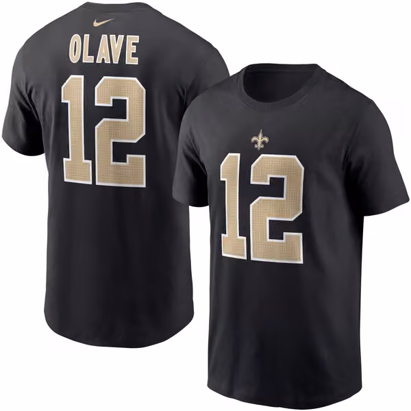 Chris Olave #12 New Orleans Saints Nike Player NFL T-Shirt Black view 1