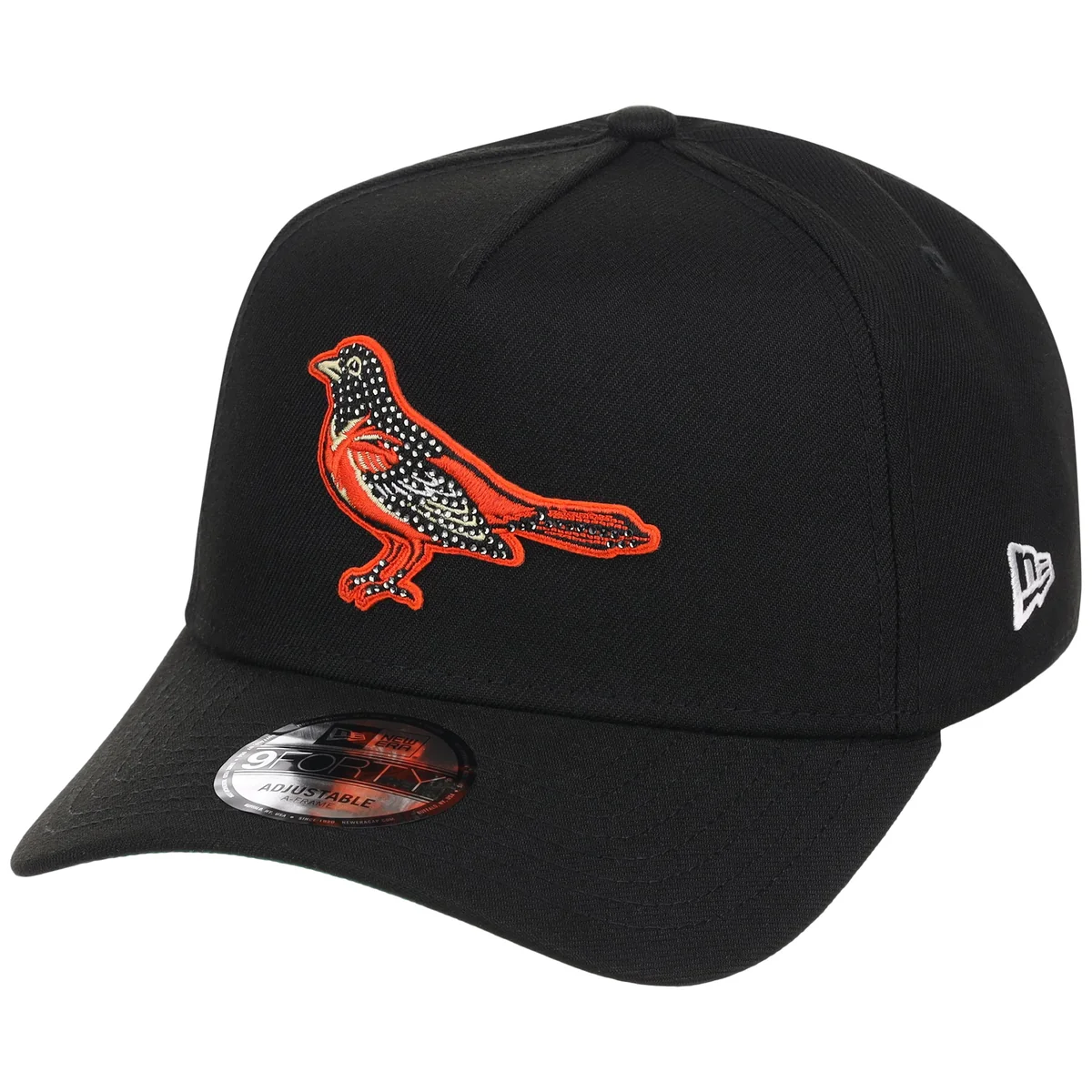 Baltimore Orioles MLB Diamond Bling New Era 9FORTY A-Frame detail view