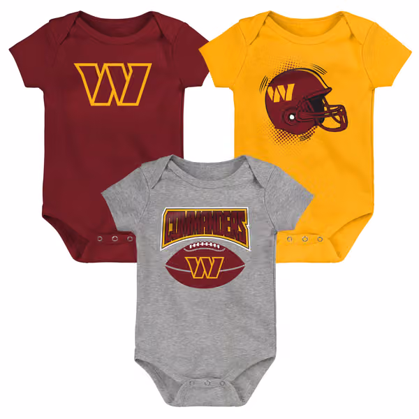 Washington Commanders Game On Creeper NFL Infant Bodysuit Set (3-Piece) view 1