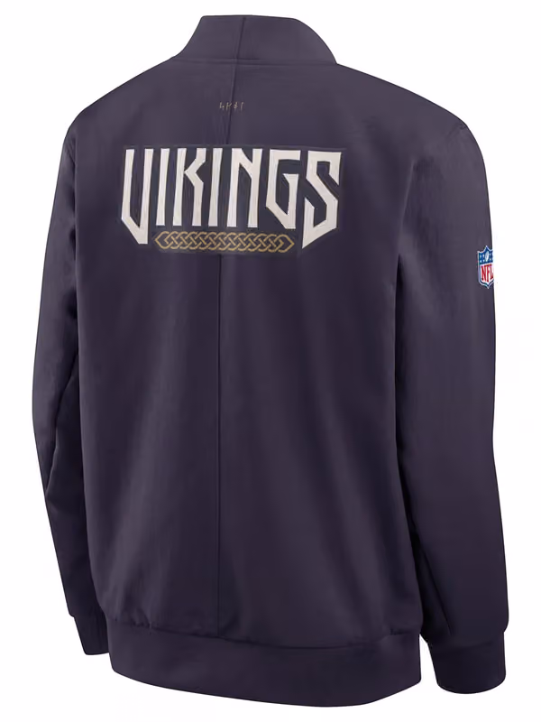 Minnesota Vikings 2026 NFL Rivalries Sideline Bomber Jacket Purple view 3