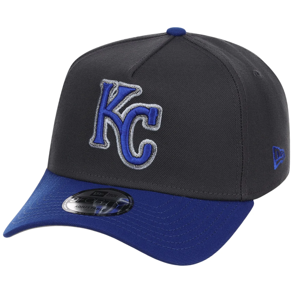 Kansas City Royals MLB Graphite x Royal FASHION CORE New Era 9FORTY A-Frame detail view