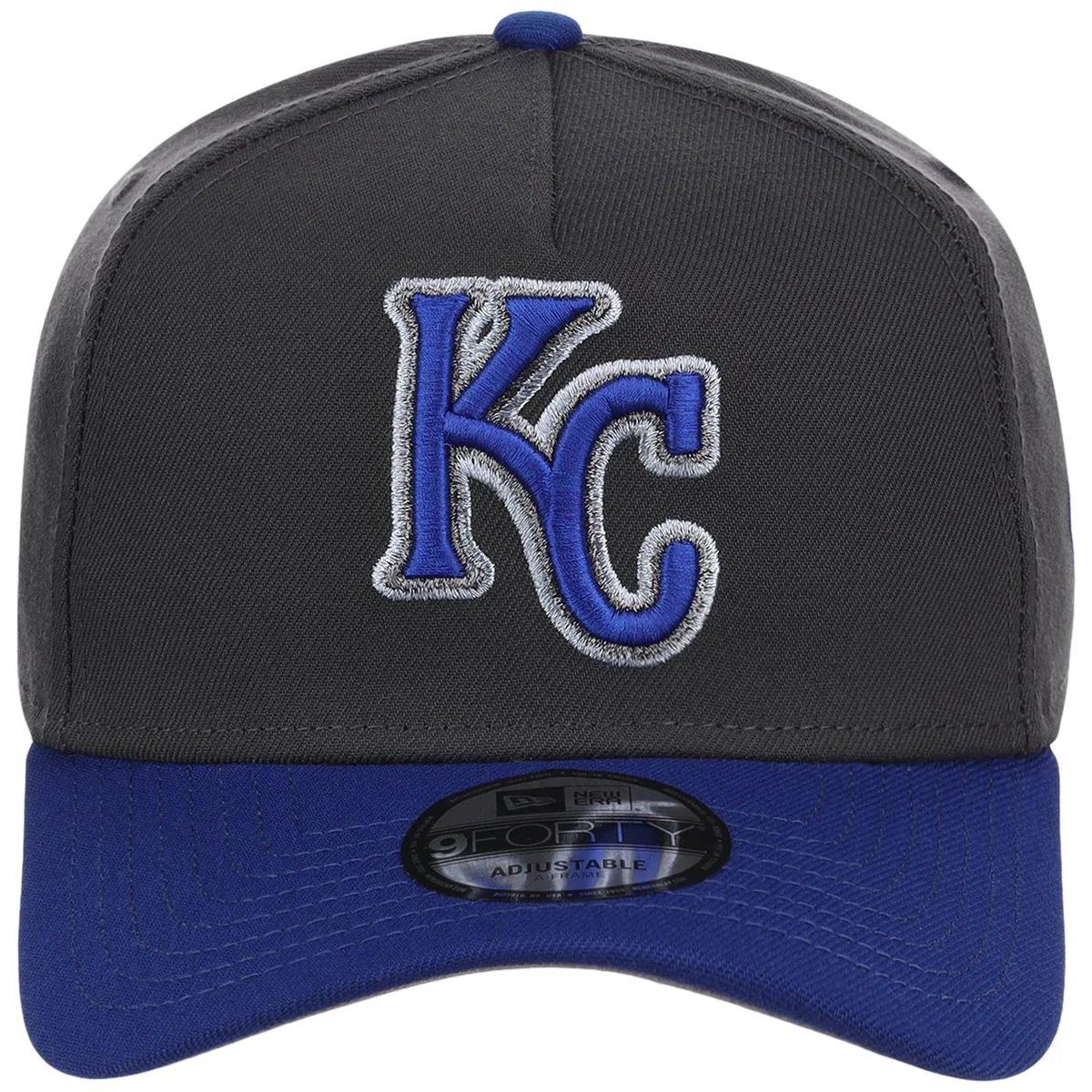 Kansas City Royals MLB Graphite x Royal FASHION CORE New Era 9FORTY A-Frame detail view