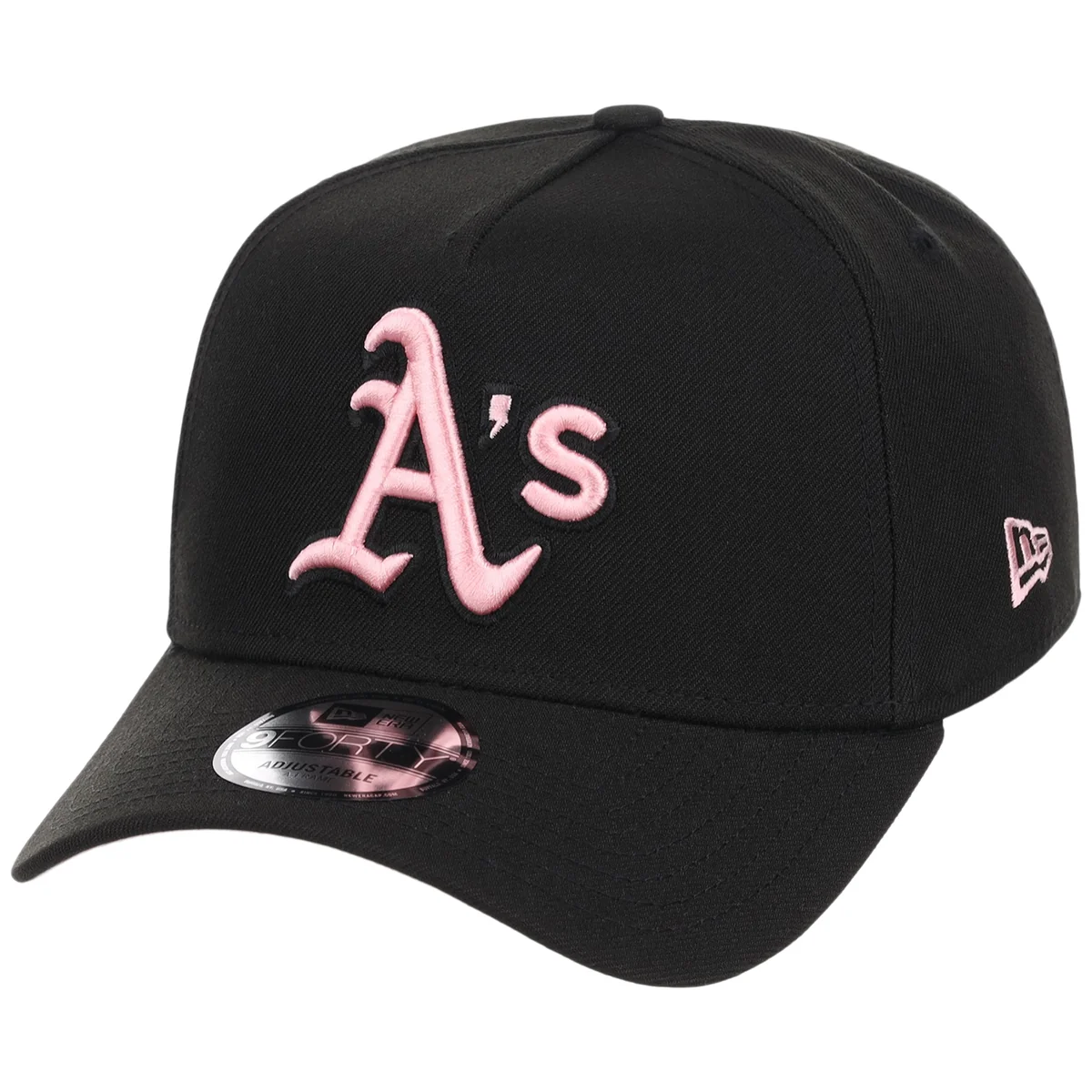 Oakland Athletics MLB Black x Pink FASHION CORE New Era 9FORTY A-Frame detail view