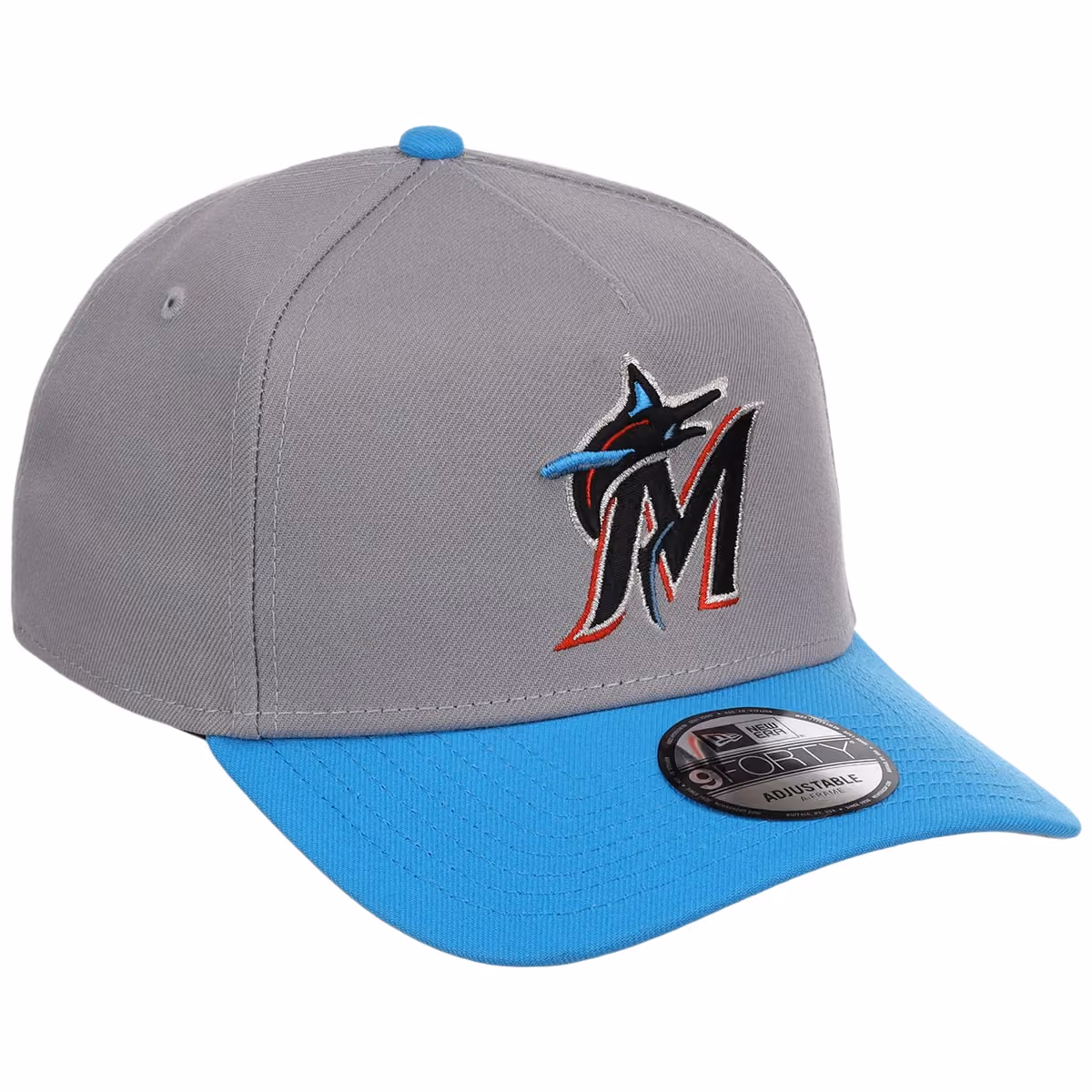 Miami Marlins MLB Gray OTC FASHION CORE New Era 9FORTY A-Frame front view