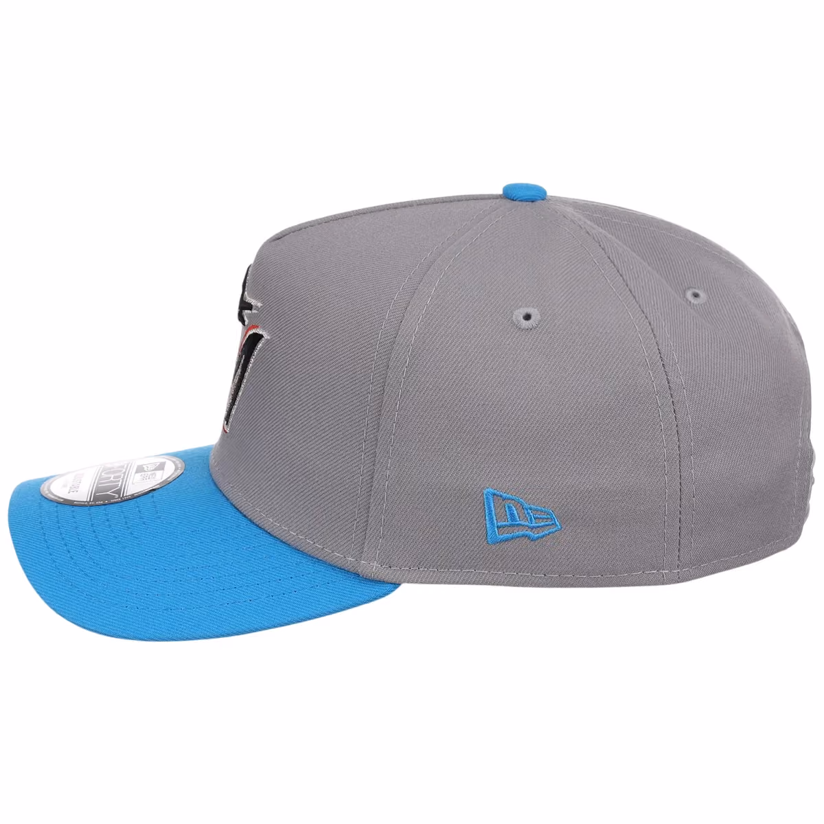 Miami Marlins MLB Gray OTC FASHION CORE New Era 9FORTY A-Frame detail view