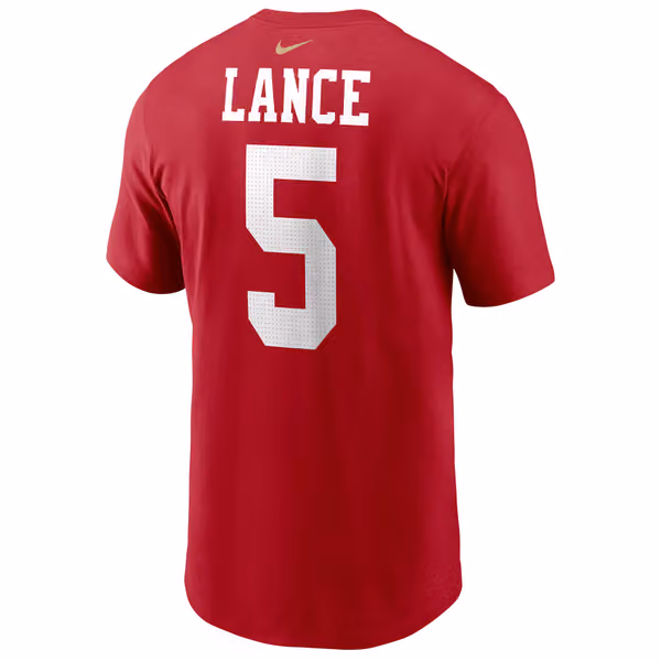 Trey Lance #5 San Francisco 49ers Nike Player NFL T-Shirt Red view 3