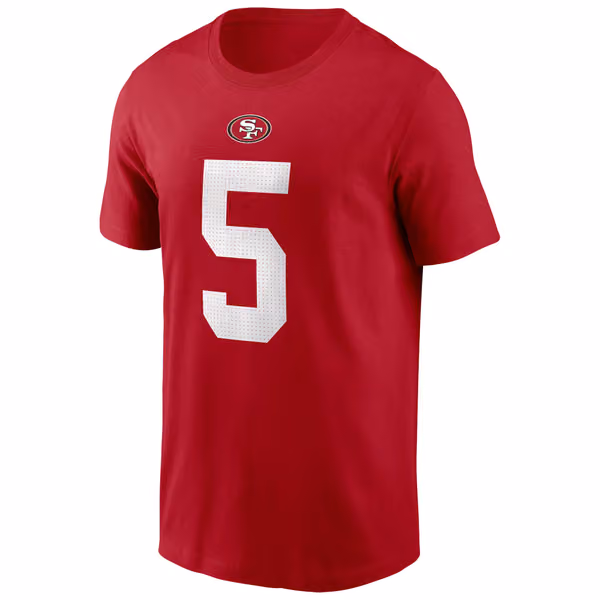 Trey Lance #5 San Francisco 49ers Nike Player NFL T-Shirt Red view 2