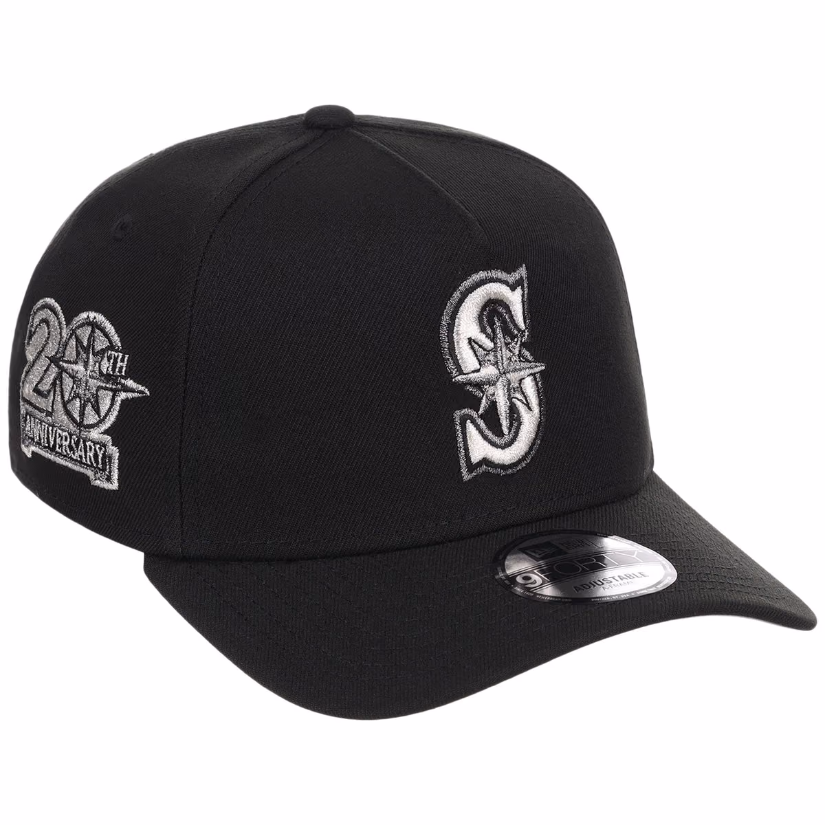 Seattle Mariners MLB Liquid Titanium New Era 9FORTY A-Frame front view