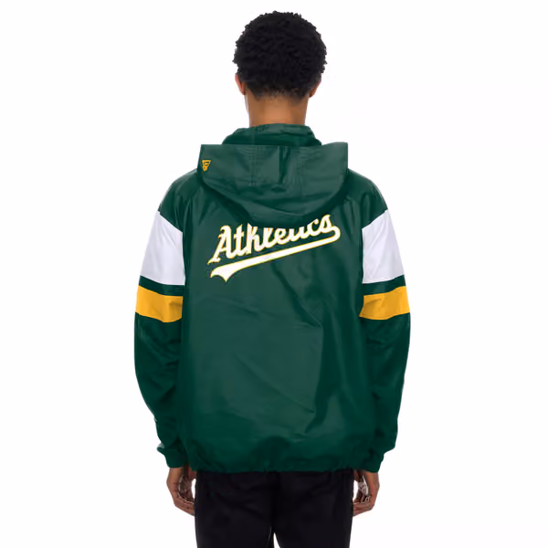 Athletics MLB Quarter Zip Windbreaker Jacket Green view 2