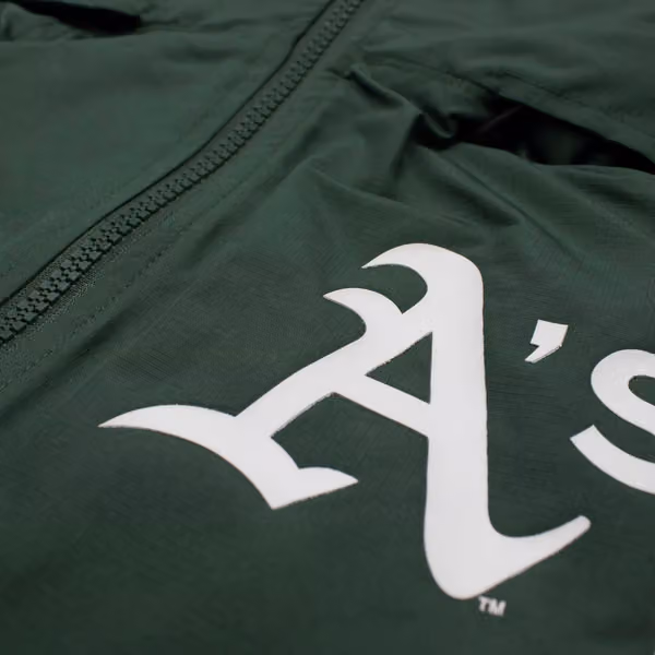 Athletics MLB Quarter Zip Windbreaker Jacket Green view 3