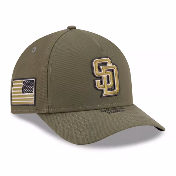 San Diego Padres 2026 MLB Armed Forces 9FORTY M-Crown A-Frame Adjustable Cap Olive product photo