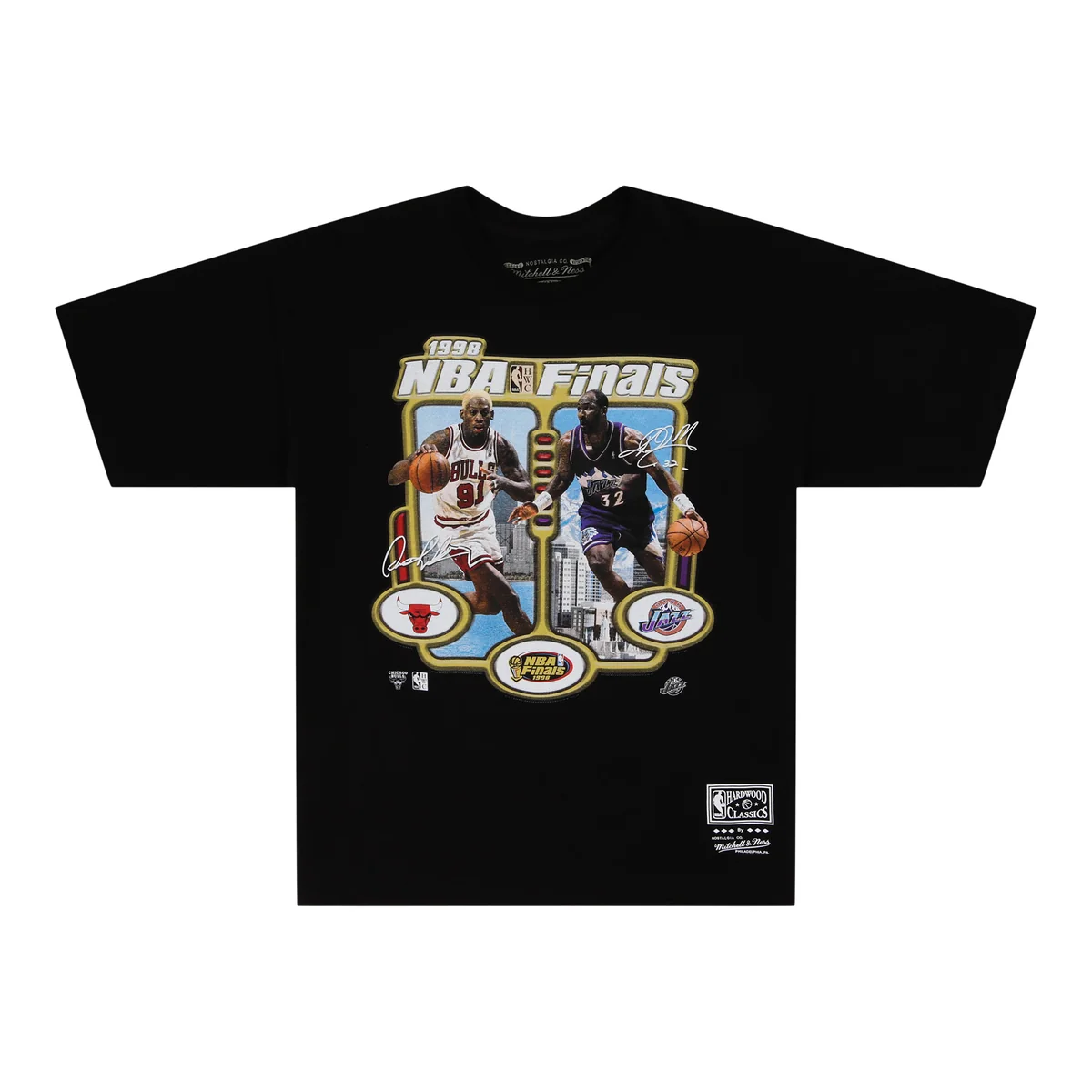Chicago Bulls vs Utah Jazz 1998 NBA Historic Finals Mitchell & Ness T-Shirt - Players front view