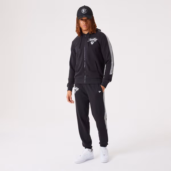 Brooklyn Nets Script New Era NBA Full-Zip Hoodie Black view 6