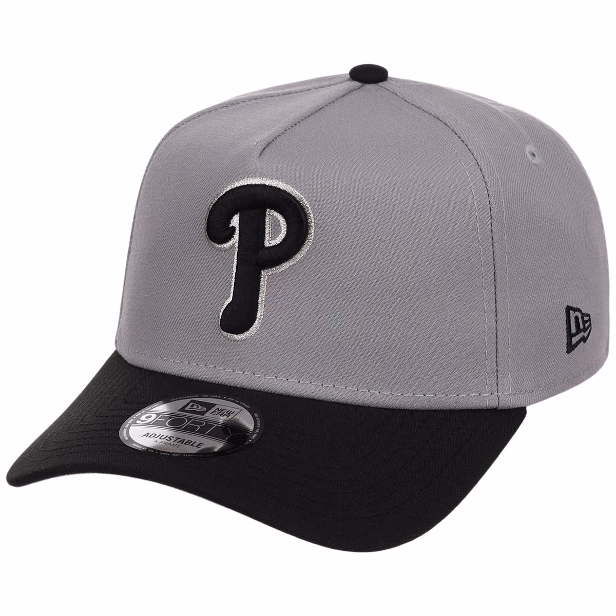 Philadelphia Phillies MLB Gray x Black FASHION CORE New Era 9FORTY A-Frame detail view